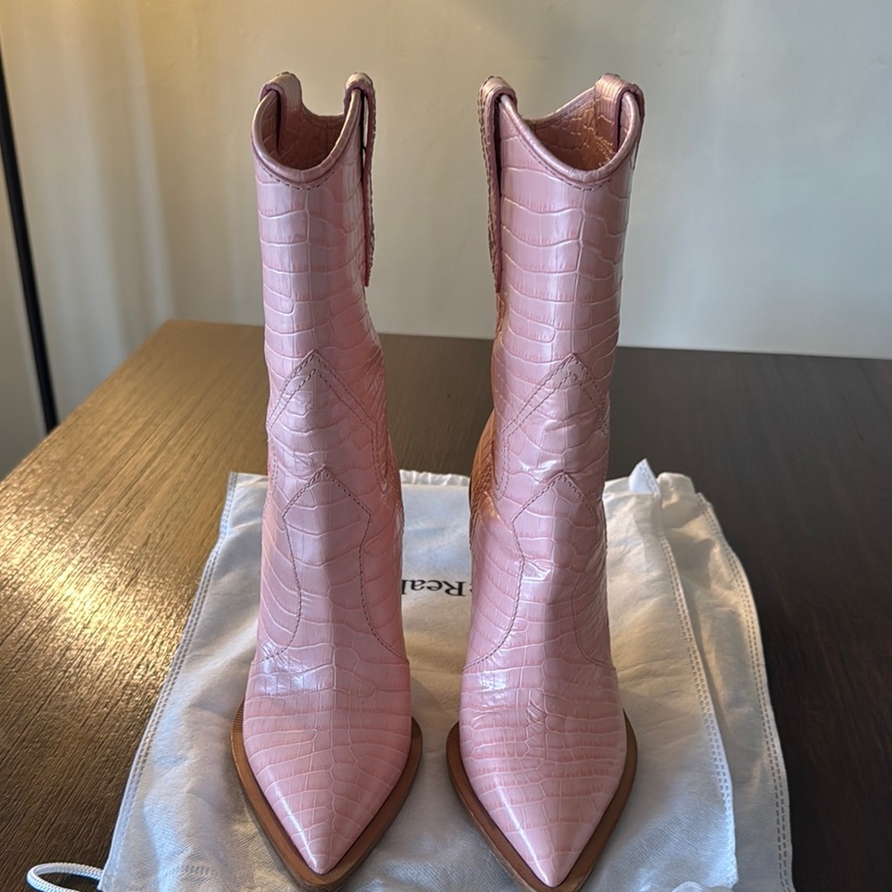 Pink Croc-Embossed Women's Boots